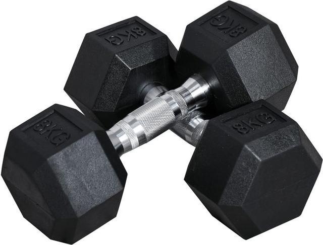 Produktbild Swisshandel24 Hexagon Kurzhanteln 2er Hantel Set Kurzhantelset Gusseisen Hanteln Griff gerändelt Gewichte Metall G (2 x 8 kg)