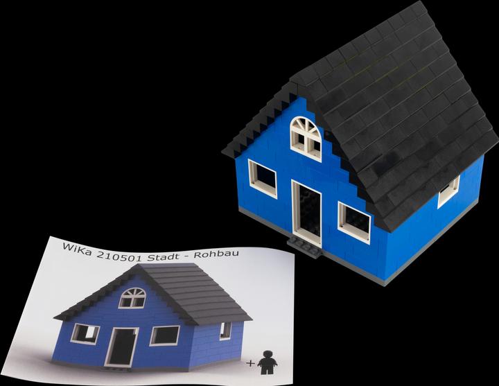 Produktbild LEGO Stein-Experte MOC Rohbau Haus m. schwarzem Dach + 1 Minifigur NEU! 1 Set