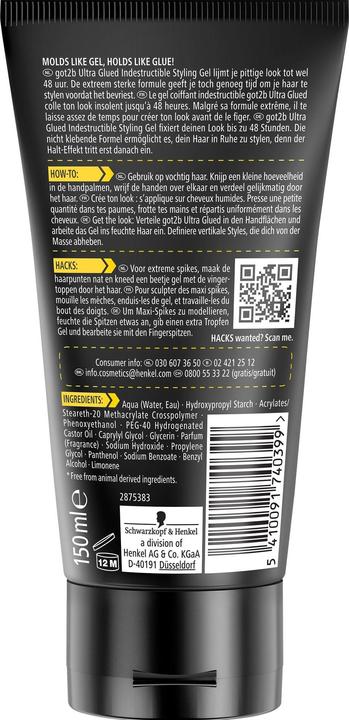 Image du produit Got2b Got2Be Ultra Glued (Gel coiffant, 150 ml)