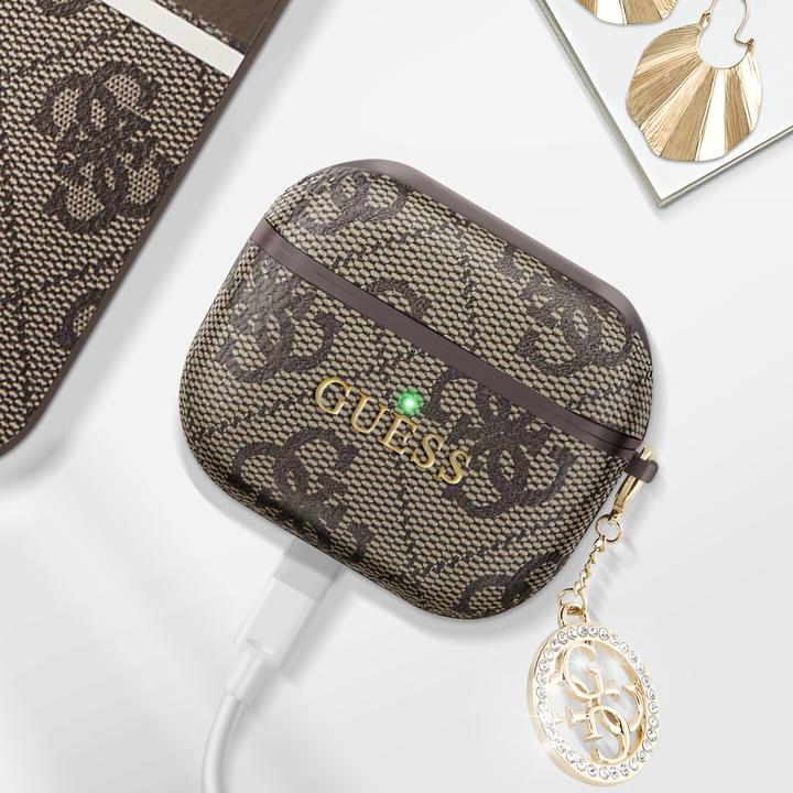 Actual product image Guess Case for Airpods 3 4G Script with glittering charm with rhinestone embellishment (Headphone sleeve)