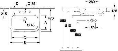 Produktbild Villeroy & Boch V&B Waschtisch ARCHITECTURA 650x470mm mit ÜL we C+ (470 mm, 650 mm)