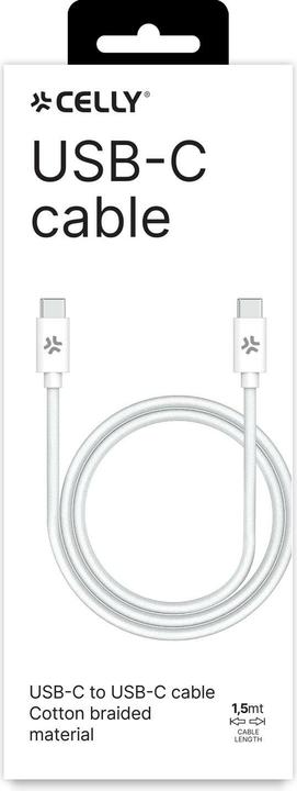 Image du produit Celly Câble Usb-C à Usb-C 1,5mt (1.50 m, USB 2.0, 60 W)