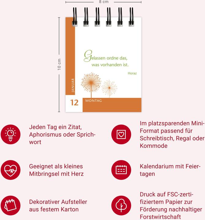 Actual product image Harenberg Ein Jahr der Gelassenheit Mini-Geschenkkalender 2026 (Hardcover, German)