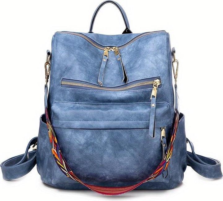 Only-Bags.Store Retro Rucksack Handtasche, Boho Strap Zwei-Wege-Umhängetasche, Mode Vegan Leder Schultasche Daypack