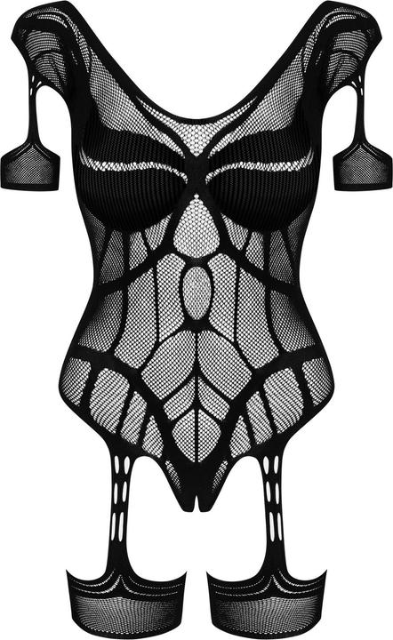 Actual product image Obsessive Mesh Bodystocking With Garter Design - Black (M/L)