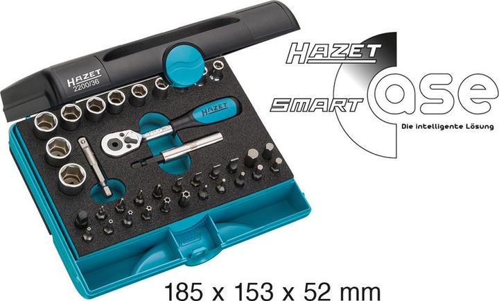 Produktbild HAZET Steckschlüssel Satz 2200/36 ∙ Vierkant6,3 mm (1/4 Zoll), Sechskant6,3 (1/4 Zoll) ∙ Aussen Sech… (12 mm, 14 mm, 10  mm, 11 mm, 13 mm)
