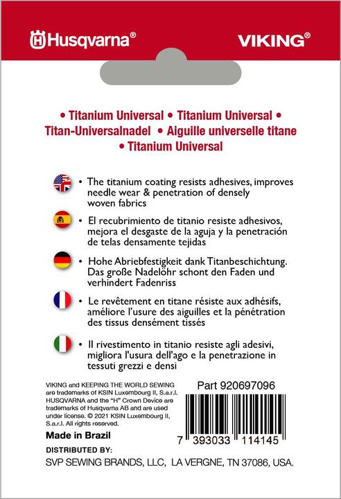 Produktbild Husqvarna Universalnadel Titanium 80/12, 5 Nadeln