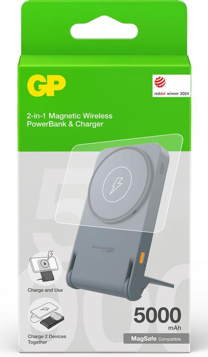 Actual product image GP Batteries GP Magnetic Safe 2-in-1 Wireless Powerbank & Charger 5000mAh (5000 mAh, 20 W, 18.50 Wh)