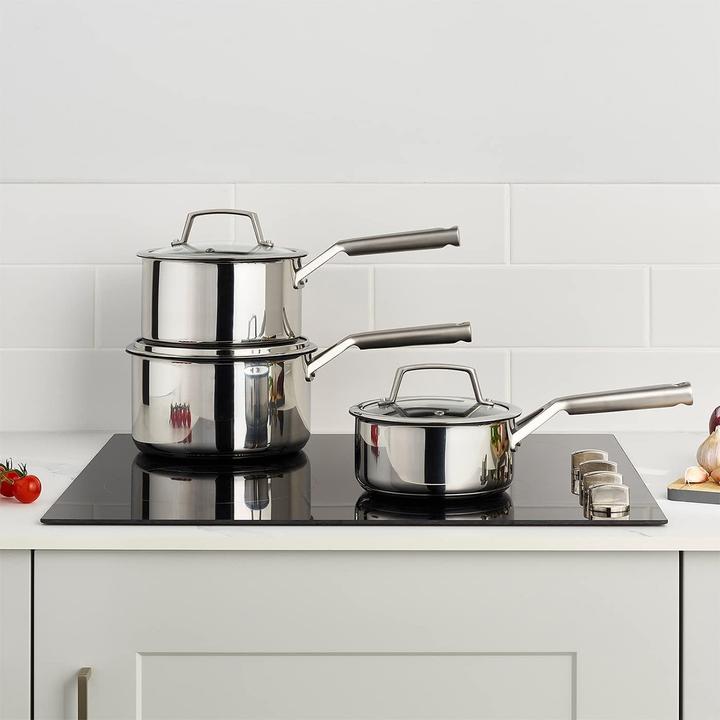 Actual product image Ninja C63000EU ZEROSTICK 3-piece saucepan set (stainless steel) (16 cm, Pan set + pot set, Aluminium)