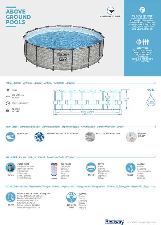 Actual product image Bestway Steel Pro Max Pool Set (Ø 488 x 122 cm)