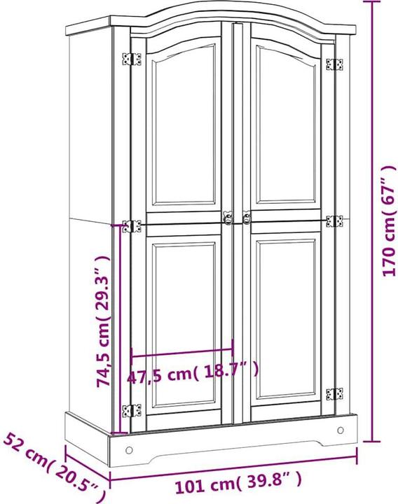 Produktbild VidaXL Beleka (101 x 52 x 170 cm)
