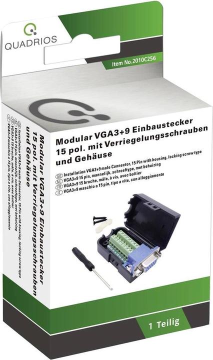 Image du produit Quadrios 2010C256 Connecteur VGA mâle, droit Nombre de pôles (num) : 15 Noir