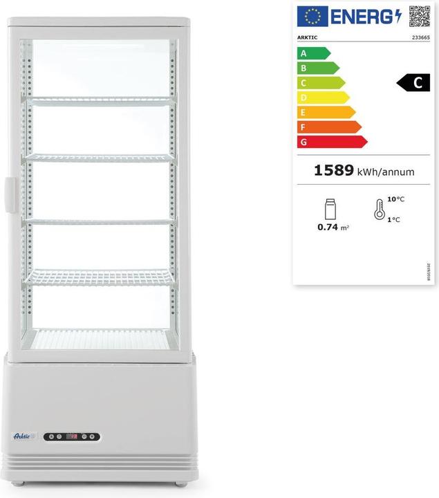 Energie-Label Hendi Aufsatz vitrine weiss 98 l Anti-Beschlag höhe 1116 (98 l)