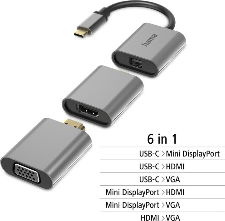 Produktbild Hama USB Video-Adapter (VGA, Mini DP, HDMI, 15 cm)