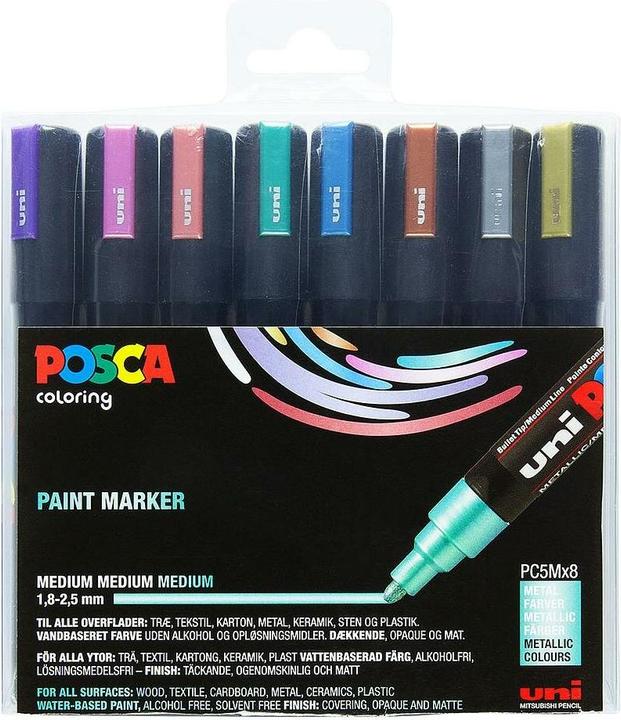 Actual product image Posca Marker PC-5M round tip (Multicolor, 2.50 mm, 8 x)