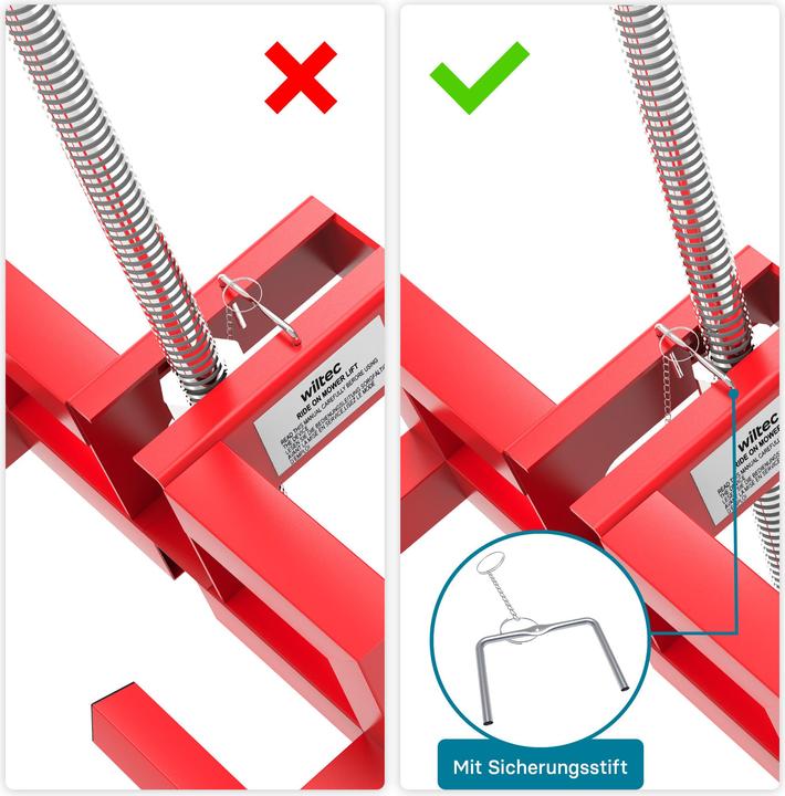 Image du produit Wiltec Cric lève pour tracteur tondeuse de 250 kg max. incl. Adaptateur, Cric de levage pour tondeuses auto (Tracteur de pelouse, Support pour machines de jardinage)