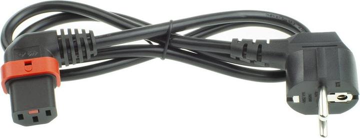 Actual product image Iec Lock 230V Powercord CEE 7/7 male(angled) to C13 (right angled) lockable, black, 1 meter (1 m)