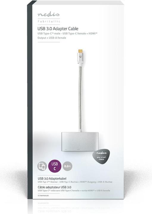 Produktbild Nedis USB-Adapter - USB 3.2 Gen 1 - USB Type-C™ Stecker - HDMI/A-Buchse/C-Buchse - 0.20 m - rund - V (USB-C, 1 Ports)