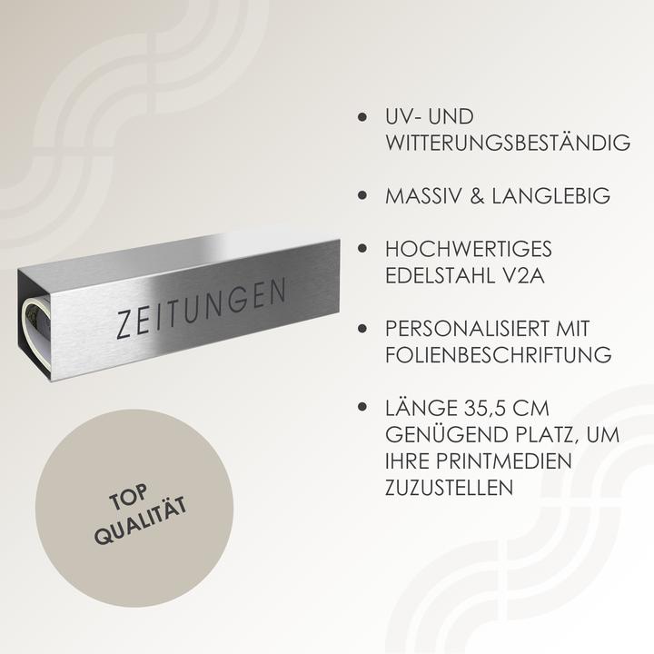 Produktbild Mocavi "Zeitungen" beschriftet Edelstahl, Modell ZF 1 NF75B