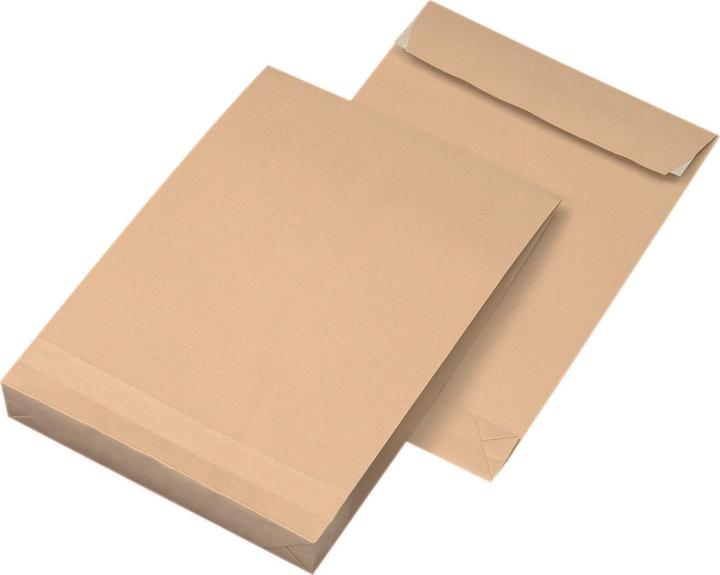 Actual product image Mailmedia Folding pockets DIN B4 without window brown with 4.0 cm fold, 100 pcs. (1 x)