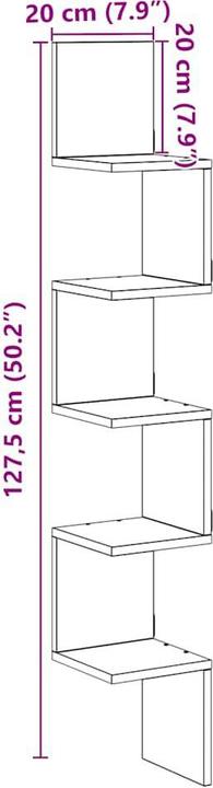 Produktbild VidaXL Wand-Eckregal (20 x 20 x 127.5 cm)