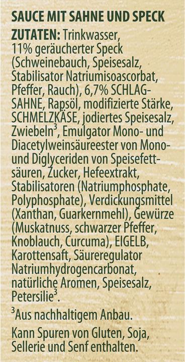 Nährwerte und Zutaten Knorr Speciale al Gusto Carbonara (370 g)
