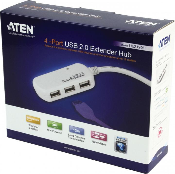 Actual product image Aten USB 2.0 extender with 4-port hub (USB-A, 4 Ports)