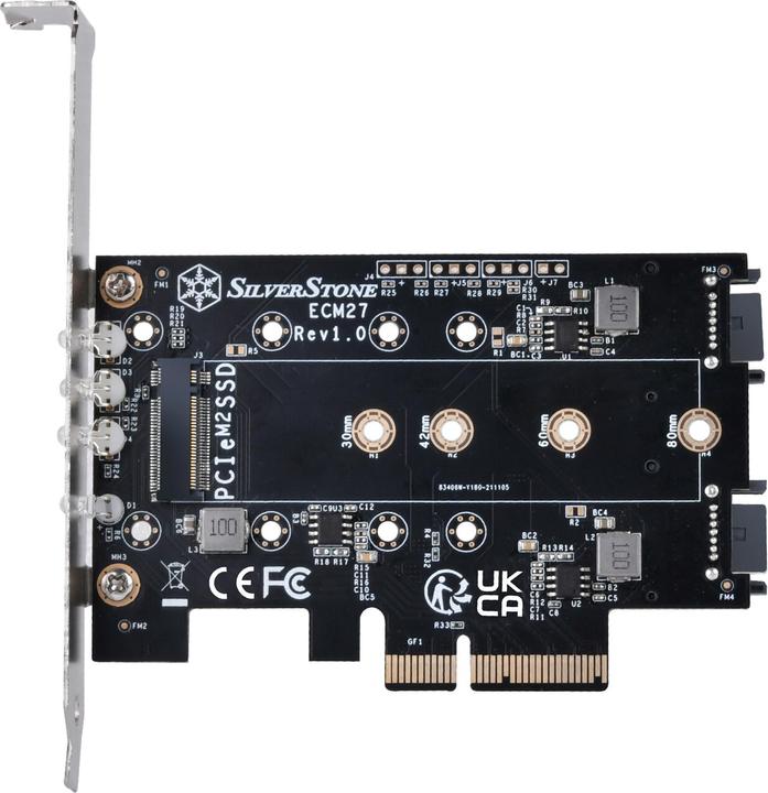 Immagine prodotto Silverstone Scheda adattatore SST-ECM27 M.2/SATA, PCIe 4.0, 1x M-Key, 2x SATA 6G - basso profilo
