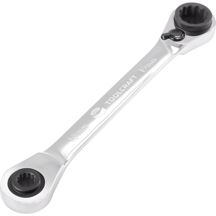Produktbild Toolcraft 4 in 1 Doppel-Ratschenringschlüssel 10x13 - 17x19, umschaltbar (17 mm, 10 mm, 13 mm, 19 mm)