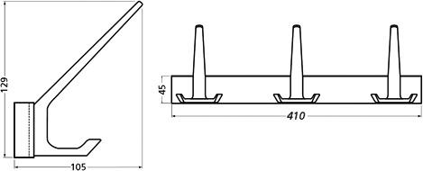Actual product image Hermeta Coat rail with 3 hooks