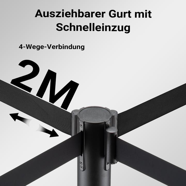 Actual product image Wiltec Mobile barrier posts 32x7x90cm black steel crowd control system drawstring
