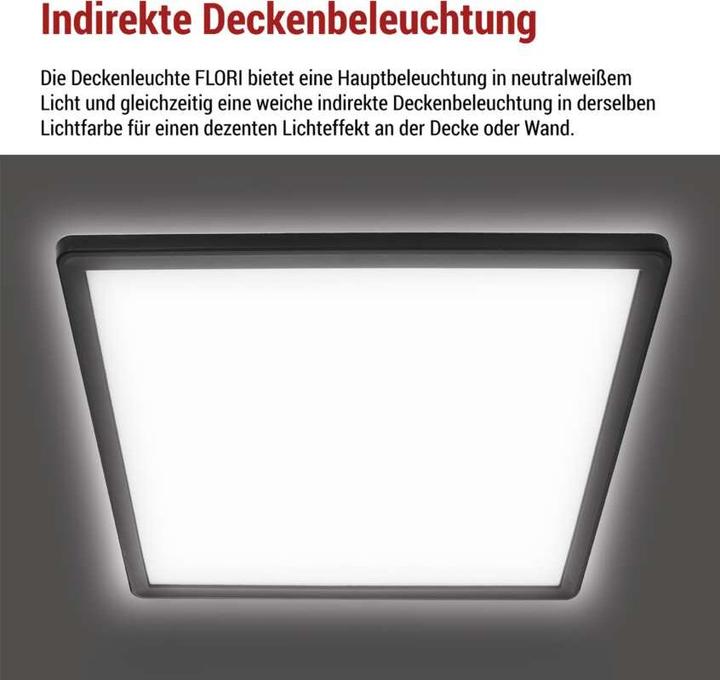Produktbild Emos LED-Anbauleuchte FLORI quadrat, schwarz, 18W, neutralweiss (1800 lm)