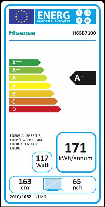 Energy Label Hisense H65B7100 (65", QLED, 4K)