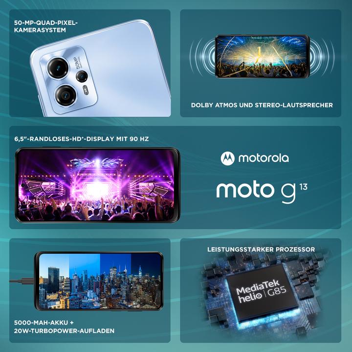 Productafbeelding Motorola moto G13 (128 GB, Lavendelblauw, 6.50", Dubbele SIM, 50 Mpx, 4G)