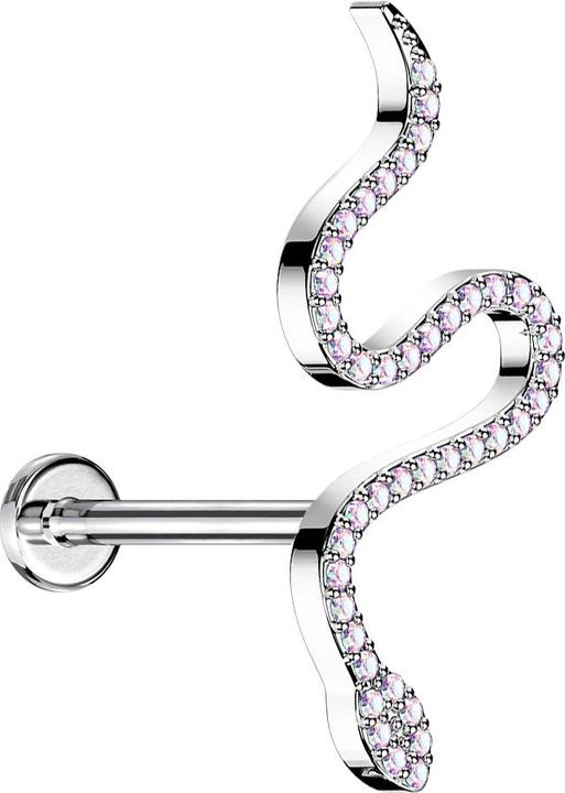 Immagine prodotto Star Piercing Micro Labret filo interno argento serpente grandi cristalli multicolore (Ottone)