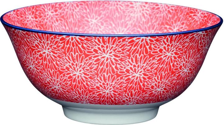 Kitchen Craft KitchenCraft Glazed Stoneware Bowl, Red Floral, 15.5x7.5cm, Labelled (15.50 cm, 1.92 l, 1 x)