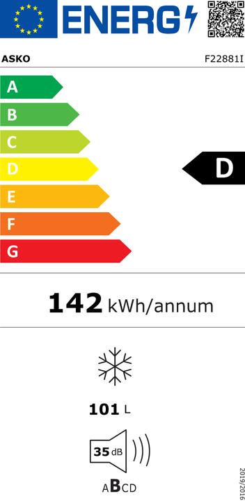 Energie-Label Asko Unterbau-Gefrierschrank Einbau PREMIUM F22881I (Einbau, 101 l)