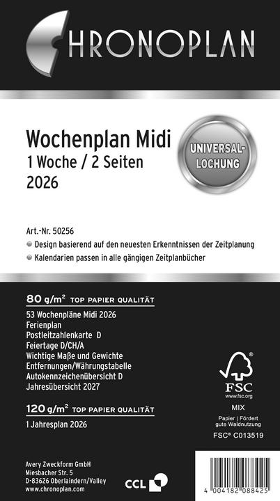 Actual product image Chronoplan Weekly schedule Midi 2026 (Special, German)