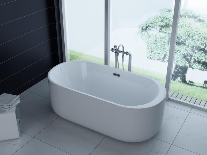 Produktbild PureHaven freistehende Luxus Acryl-Badewanne 170x80 cm elegant inkl. Siphon Überlaufschutz leicht zu (200 l, 80 cm, 170 cm)