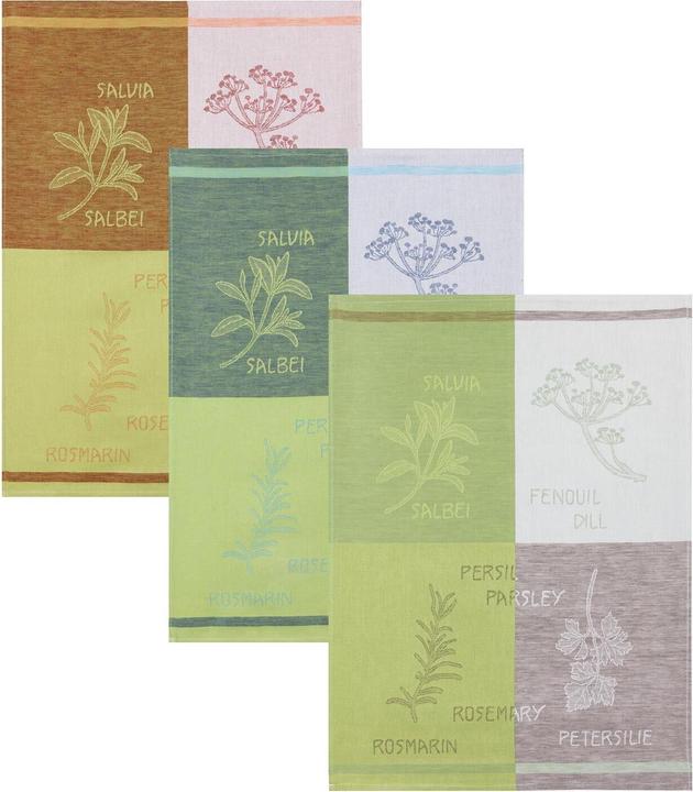 Valeurs nutritives et ingrédients Kracht Lot de 3 torchons en lin mélangé Herbes de cuisine (50 x 70 cm)