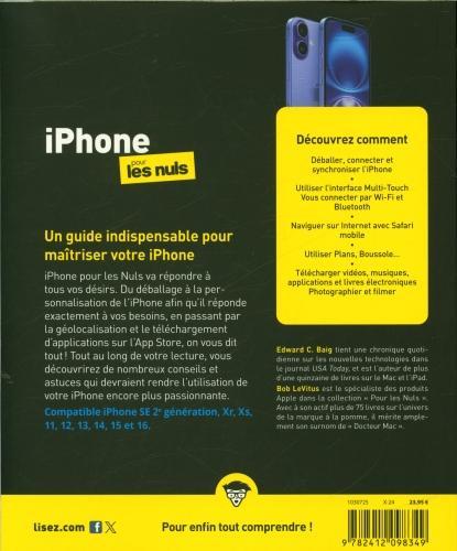 Image du produit IPhone pour les nuls : édition iOS 18 (Français, Baig Edward C., LeVitus Bob, 2024)