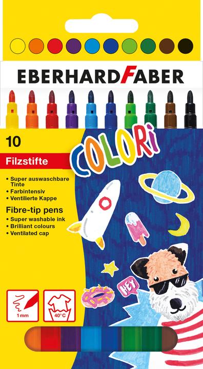 Immagine prodotto EberhardFaber Penne con punta in fibra, sottili, scatola di cartone da 10 (Multicolore, 10 x)