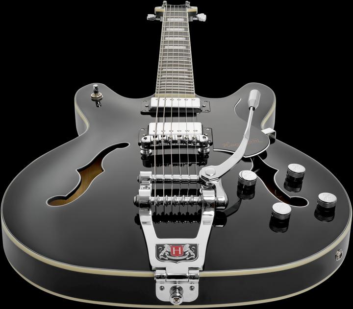 Image du produit Hagstrom Guitare électrique, Tremar Viking Deluxe, Black Gloss (Guitare électrique, Érable, Chromage)