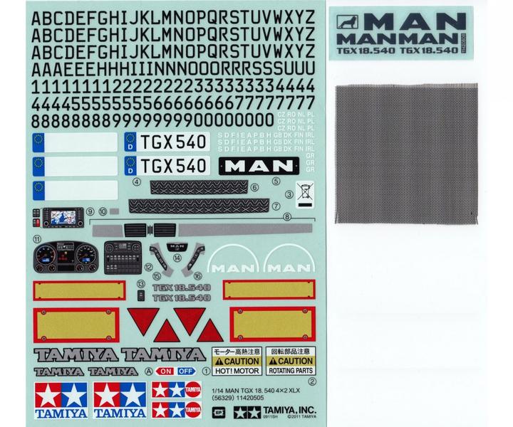 Actual product image Tamiya Sticker bag MAN TGX 18.540 56329