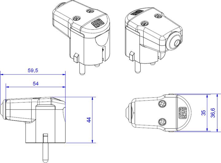 Produktbild Bachmann Mountable right-angle plug grey Netzstecker-Adapter (CEE 7/4)