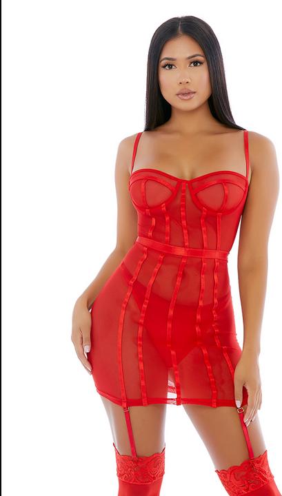 Actual product image Forplay Sheer Desires Mesh Chemise Set (L)