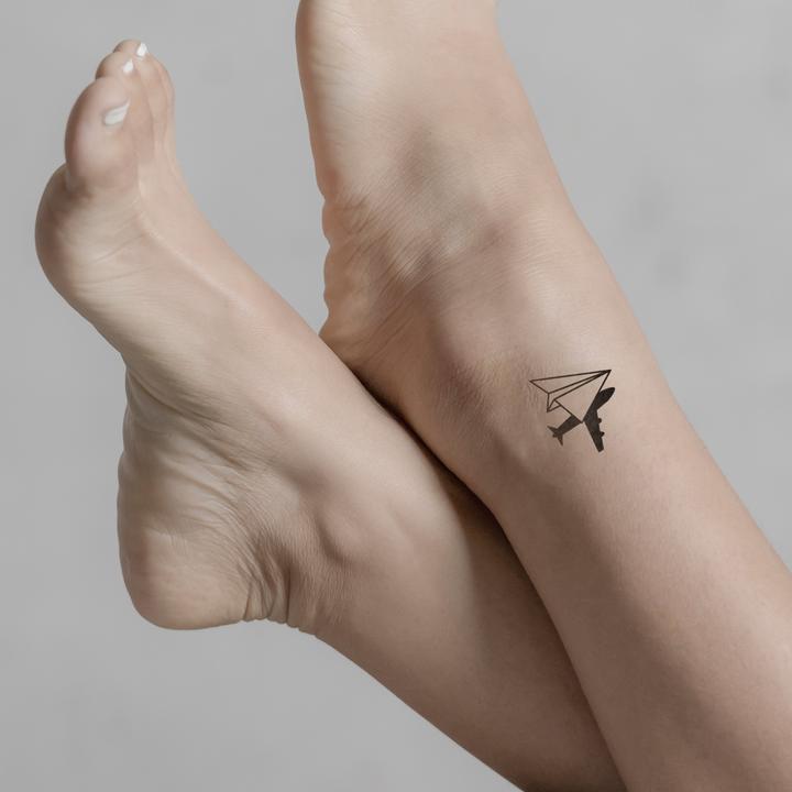 Image du produit minink Tatouage temporaire - Avion en papier avec l'ombre d'un avion