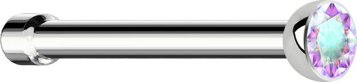 Star Piercing Nasenstecker gerade silber mit Kristall multicolor (Chirurgenstahl 316L, ohne Messing)