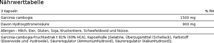Nährwerte und Zutaten Biotech USA Hca (100 Stück, Kapseln)