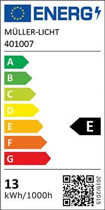 Energie-Label Müller Licht LED Birne 13W E27 1520lm 2700K opal (E27, 15 W, 1520 lm, 1 x, F)